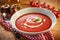 Plate of tomato cream soup