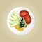 Plate with Tomatoes and Olives Vector Illustration