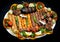 Plate of Traditional arab eastern meal - selections of kebabs