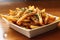 Plate Of Truffle Fries Garnished With Fresh Herbs. Generative AI