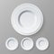 Plate Vector. Top View. Dinner White Clean Empty Plate. Kitchen Restaurant Dish. 3D Realistic Illustration