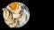 A plate of veg steamed momo with sauce chutney in black background with space for text