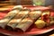 Plate of vegan burritos in restaurant in Baja, Mexico