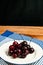 Plate of washed cherries