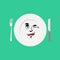 Plate winks Emoji. Empty dish isolated cheerful emotion