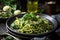 plate of zucchini noodles with basil pesto sauce