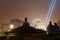 The plateau in front of St. Sava Temple and the Karadjordje monument is covered with fog.