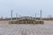 Plateau with lanterns and concrete blocks, detail of  Linnahall, Tallinn, Estonia