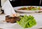 Plated Meal of Steak Topped with Herbed Butter