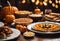 plates of food and plates of other food with pumpkins