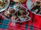 Plates of fudge and truffles