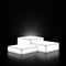 platform light lightbox box volume stand product display backstage futuristic black dark room fluorescent bright glow gleam.