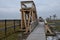 Platform of a lookout tower made of oak logs and planks with barrier-free access for seniors and the immobile. wheelchair ramp. me