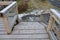 Platform of a lookout tower made of oak logs and planks with barrier-free access for seniors and the immobile. wheelchair ramp. me