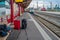 Platform with passenger luggage at Strasbourg train station, France