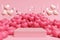 platform pink gold ribbon style pastel full of pink hearts stand product commercial display advertisement cute candy sweet concept