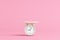 Platform and podium cylinder float pink pastel cute kids minimal. weight scale timetable stand product display clock alarm awake.