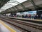 Platform of a station of the Medellin Metro, Colombia. Perspective view.