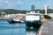 Platform supply vessels or crews boat and tug boats moor at industrial port