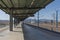 The platform and the tracks of Antequera - Santa Ana railway station in Antequera, Malaga, Andalusia Andalucia, Spain.