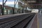 The platform and the tracks of Burgos-Rosa de Lima railway station, Burgos, Spain.