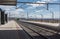 The platform and the tracks of Burgos-Rosa de Lima railway station, Burgos, Spain.