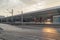 Platforms at Krakow Glowny railway station at sunrise time