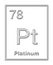 Platinum, chemical element, taken from periodic table, with relief shape