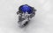 Platinum diamond oval blue sapphire bridal ring