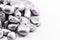 platinum nuggets  isolated. Precious metal known as another white  luxury concept