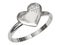 Platinum or silver ring in the shape of heart