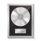 Platinum vinyl in frame on wall, Collection disc