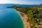 Platis Gialos beach at Argostoli of Kefalonia island in Greece. Spectacular view over beach of Platis Gialos near Lassi, Argostoli