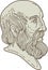 Plato Greek Philosopher Head Mono Line