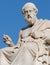 Plato the greek philosopher statue on blue sky background