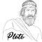 Plato portrait in line art, vector.