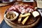 Platter of cold cuts and mixed cheeses