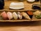 Platter of various nigiri and gunkan sushi