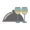 Platter and wineglass icon image, flat design