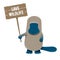 Platypus cartoon caracter holding environmental sign board