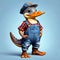 Platypus water animal construction labor union boss leader clothes