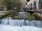 Plava Voda stream with cascades in Travnik in autumn during the evening