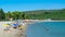 Plavi Horizonti beach. Summer sunny landscape. Radovici. Tivat bay. One of most beautiful beaches in Montenegro