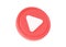 Play button 3d render flying icon - video or music circle with arrow, round sound sign for tv and camera