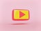 Play button on pastel background. Concept of video playback. 3d rendering