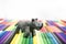 Play clay Animals. Rhinoceros on colored background