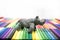 Play clay Animals. Rhinoceros on colored background