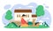 Play with dog outdoor activity, cartoon owner woman playing with animal pet, training dog with stick