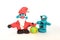 Play doh sculpture of Santa Claus on white background