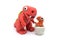 Play dough Tyrannosaurus and egg on white background